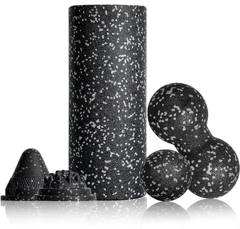 Fitnessrolle Faszienrolle Set 5-T Faszienball Blackroll Foam Roller Faszien Set mit Faszienball Faszienrolle Klein und Duoball Triggerpunkt für Yoga Faszien Training von Muskeln