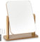 Zhufas Standspiegel Klein Stehend Stehend Holz Makeup Spiegel Tischspiegel 360 Grad Drehung Holz Tischspiegel 25 X 22CM für Schminktisch Schreibtisch, Schlafzimmer, Badezimmer