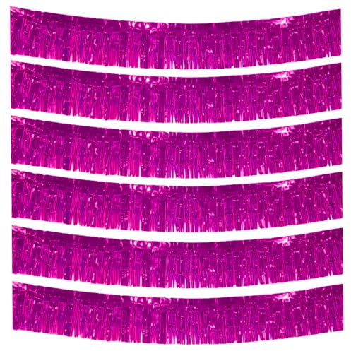 6-Pakete Folie Fringe Girland Metallic Folie Tinsel Fringe Girland Wand Hängende Fringe Banner für Parade Floats, Hochzeit, Weihnachten, Geburtstagsparty Halloween Deko (Rosa)