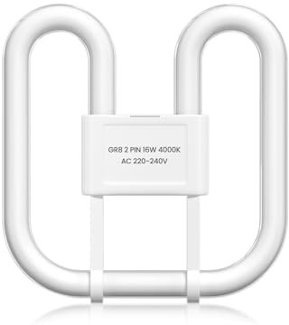 Lamptobe 16W 2D Square 2-Pin GR8 Compact Fluorescent Light Bulb- Natural White 4000K GR8 DD Flat Butterfly Bulb AC 220-240V 2 Pin CFL Lamp for Bathroom Recessed Ceiling Light, Not Dimmable (1-Pack)