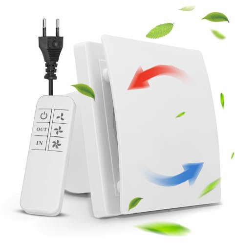 Aspiratore Bagno 100 Mm, Ventilazione Bidirezionale a Ventola Aspirazione Estrattore Aria Silenzioso, Ventola Spirazione Ventilatore con Telecomando Facile da Installare su Finestre Soffitti e Pareti