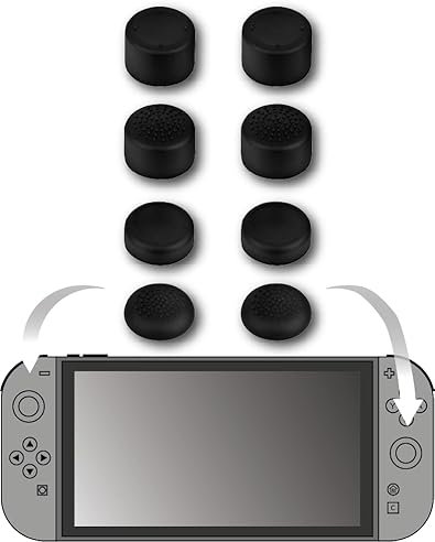 Konix Pack de 8 protectores de joystick para mandos Joy-Con Nintendo Switch 2 - Altura ajustable - Negro