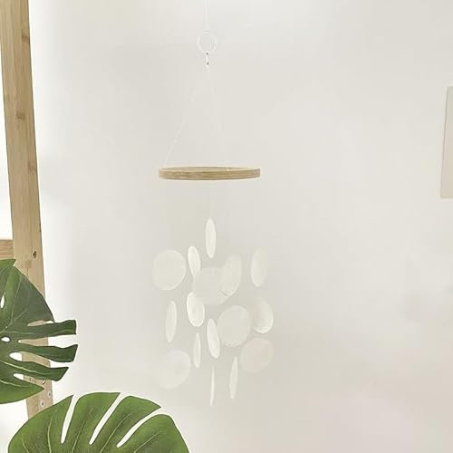 YKAFADE Capiz Windspiel 45cm Länge Boho Deko Muschel Traumfänger Anhänger Retro Capiz Muscheln Windspiele als hänge Deko für Fenster oder deko Wand Wohnzimmer Garten Terrasse und Balkon Dekoration