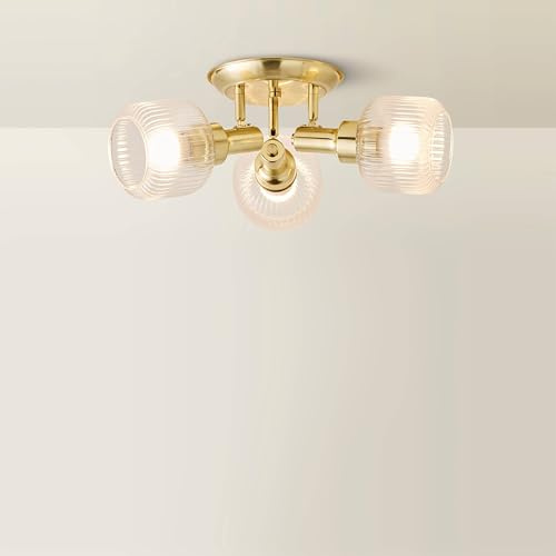 ValueLights | Calpe 3 Way Antique Brass and Clear Glass Shade Adjustable Spotlight Ceiling Light | Ceiling Lights, Home Décor & Improvement Essential | Mains Wired