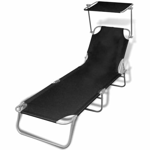 QZZCED Klappbare Hängematte mit verstellbarem Verdeck und verstellbarer Rückenlehne, Außenliege aus pulverbeschichtetem Stahl, wasserdicht, wetterfest und maximale Belastung 110 kg