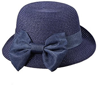 Miuno® Damen weich Sonnenhut Partyhut Stroh Hut Schleife Glocke H51063 (Blau)