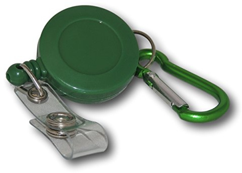 EPOSGEAR Retractable Reel Recoil Pull Key Ring Chain Cord Carabiner Belt Clip Ski Pass ID Card Badge Holder (25 Pack, Green - ID Clip)