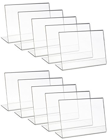 HMF 46935 Acryl Tischaufsteller schräg | 10 Stück | DIN A4 Querformat | Glasklar