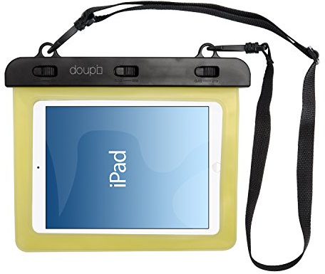 doupi Étui Etanche 220x160mm pour 7/8 Pouces Tablet, avec Fonction écran Tactile Caisson Waterproof Water Resistant Beach Bag, Jaune