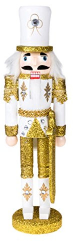 Clever Creations Traditional Christmas Gold Soldier with Sword Nutcracker | Festive Christmas Decor | 12 Tall Perfect for Shelves and Tables