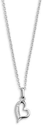 Xenox Damen-Halskette mit Herzanhänger 925er Sterlingsilber/rosé vergoldet mit Zirkonia 45 cm (Silber)