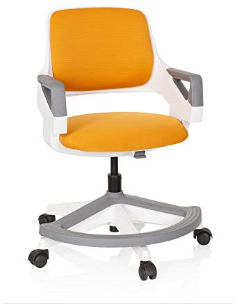 hjh OFFICE Kinder- und Jugendstuhl Kid Flex Mitwachsender Drehstuhl, Verstellbare Rückenlehne & Fußablage, Orange