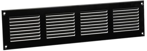 400x100mm / 16x4 inch Black Metal Air Vent Grille Cover with Insect Mesh - Ventilation Cover