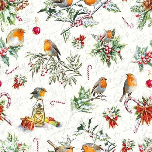 20 Servietten Viele Vögel in Weihnachtsstimmung | Winter | Weihnachten 33x33cm