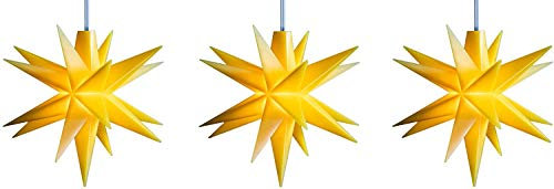 3D LED Stern Ø 8 cm Weihnachtsstern Batterie Ministern Innen Kunststoff Stern klein Leuchtstern Deko für innen Indoor von Dekowelt (3er Kette Gelb)