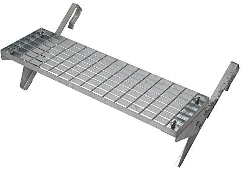 Dachtritt Set 80x25 cm, ohne Farbe, Universal-Trittrost mit Laufroststützen aus feuerverzinktem Stahl, Dachstufe, Laufrost, Steigtritt für Großflächenziegel (ab 44 cm Ziegellänge)