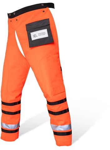 YARDMARIS Pantalones de motosierra de 8 capas para motosierra UL Clase A, estilo delantal, naranja, L