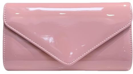 Leah Ward Women's Flap Patent Clutch Bags Wedding Party Handbags 439E (Pink Flap)