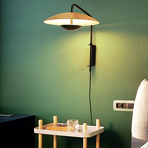 LED Retro Wandleuchte mit Schalter, Verstellbar Metall Langer Arm Dimmbar Innen Wandlampe mit Stecke und 1,5 m Kabel, Vintage Industrie Schwenkbare Wandbeleuchtung für Schlafzimmer Bettseite Loft,A
