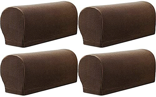 Sxspace Arm Rest Covers Sofa Set of 4 Stretch Armchair Couch Non-Slip Furniture Protector Slipcovers for Chair Sofa Couches Recliner (Coffee)
