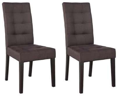 Vente-unique - 2 StÅhle VILLOSA - Stoff braun und Fŷe Dunkles Holz