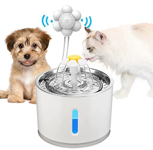 BomKra Fontaine automatique pour chat avec détecteur de mouvement, blanc, 45 x 45 x 30 mm