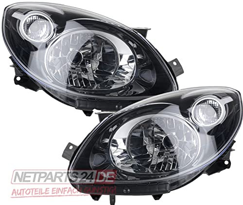 Johns, Scheinwerfer Satz passend für Renault Twingo Scheinwerfer schwarzer Set, H4 li u. re ab 03/2007-