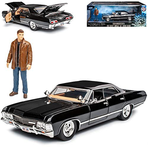 alles-meine.de GmbH Chevrolet Impala SS Sport Sedan Limousine Schwarz Supernatural Join The Hunt 1965-1970 mit Figur Dean Winchester 1/24 Jada Modell Auto mit individiuellem Wuns..