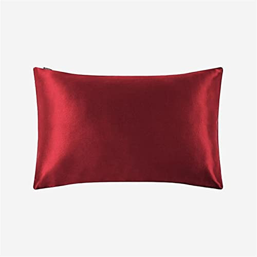 Fundas de Almohada Funda de Almohada de Seda Pura Natural para el Cabello con Cremallera 50x60cm Caja de Almohada de Textiles para el hogar (Color : Claret, Size : 50x60cm)
