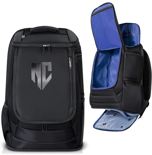 Notorious Combat BJJ Jiu Jitsu Rucksack – Nassfach für Gi, Rashguard oder Schuhe – Kampfsportausrüstung, Boxen und MMA (schwarz/blau)