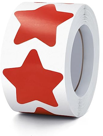 Rot Sterne Aufkleber Rolle 3.8cm Groß Selbstklebende Sterne Etiketten Weihnachts Star Sticker belohnungsaufkleber Deko für Kinder Lehrer Business 500 Stück
