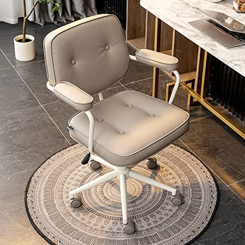 PU-Leder-Bürostuhl mit Rollen und Armlehnen, Chefschreibtisch-Arbeitsstuhl, moderner Drehstuhl mit mittlerer Rückenlehne, ergonomischer Vintage-Recliner-Bürostuhl (18x18x36, braun a)