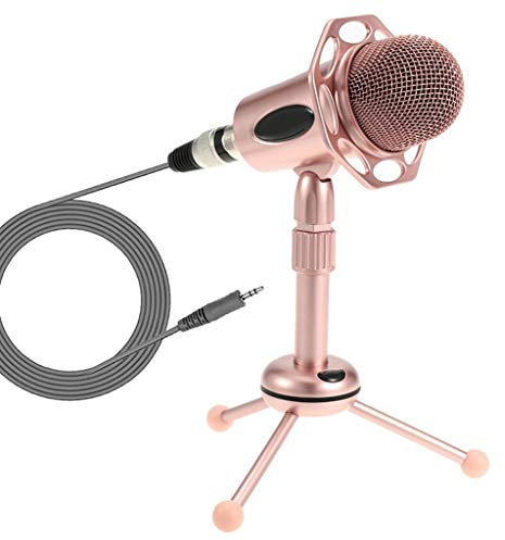 VejiA Micrófono de Condensador Teléfono de computadora Micrófono en Vivo Micrófono de Chat Plug and Play con Soporte telescópico