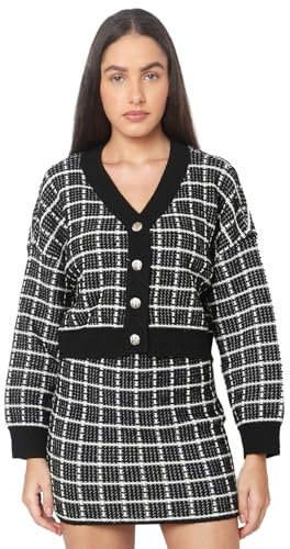 VERO MODA Vmkia Ls V-Neck Crop Cardigan Co Boo