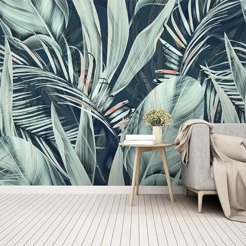 KoKoty Papier Peint Soie Panoramique Feuilles de bananier de la forêt tropicale-200 x 200 cm-XXL illusion d'optique Papier peint Déco Mural Tableaux Muraux Photo