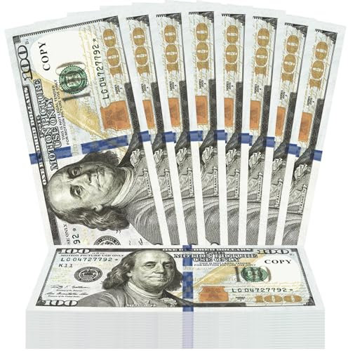 HONGECB Spielgeld Fake Geld, 120 x 100$ Dollar Prop Money – Realistisches Design & Premium-Haptik, ideale Spielgeld Dollar Scheine Falschgeld für Partys & Film