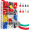 Jeu d'embouts de fil 0,5 mm²-16 mm², 1200 pièces d'embouts de fil jumeaux isolés et d'embouts de fil à ligne unique, jeu de manchons isolés, assortiment d'embouts de fil multicolores
