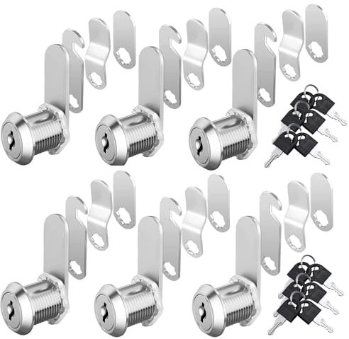 6pcs Barillet Boite aux Lettres 20 mm avec 4 plaques de verrouillage différentes, Serrure Boite aux Lettres avec Clés, Serrure Placard, Serrure Meuble