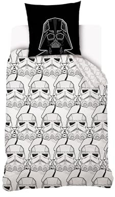 Star Wars - Housse de couette Star Wars légion de Troopers 140x200 cm + 1 Taie d'oreiller 63x63 cm - 100% Coton - Blanc