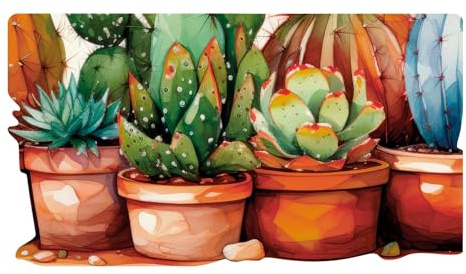 emmevi Le Forme Cactus Küchenteppich Konturierter PVC-Kunststoff, modern, bunt, rutschfest, Digitaldruck, 50 x 90 cm
