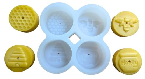 Silikonform für Teelichter, für 4 Teelichter (Bienen-Motiv)