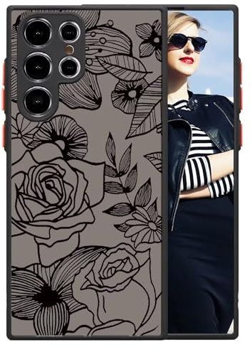 POUHYE Cover per Samsung Galaxy S22 Ultra 5G Custodia, Case Protettiva Antiurto Silicone Morbido, Indietro PC Traslucido Opaco Antigraffio, Protezione Completa Fotocamera, 3D Rose Pattern Print Design