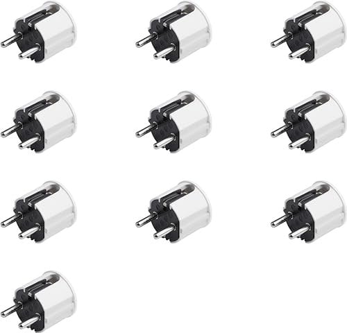 Meister Schutzkontakt-Stecker - 10 Stück - Kunststoff - weiß - 250 V - 16 A - Maximaler Kabelquerschnitt 2,5 mm² - IP20 Innenbereich - Seitliche Einführung / Schuko-Stecker mit Zugentlastung / 7421670