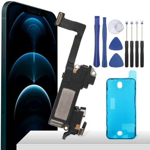 YHX-OU Haut Parleur Interne Loudspeaker pour iPhone 12/12 Pro Haut Parleur Sonnerie Buzzer Loud Speaker de Rechange + Adhésif étanche + Outils