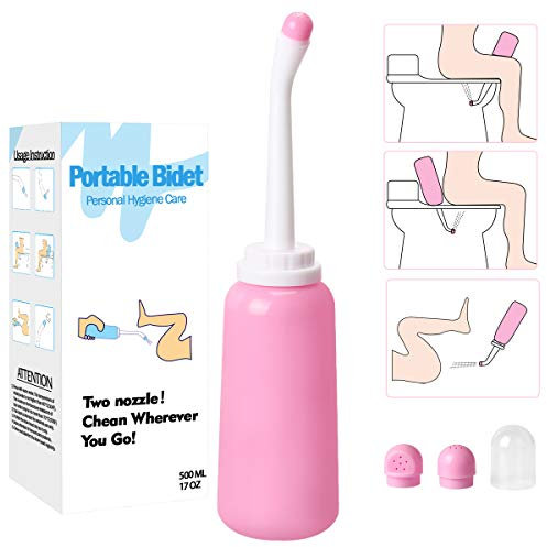 Bidet portable de voyage, dispositif d'irrigation manuel à 2 buses, avec une grande capacité d'eau pour l'extérieur, l'hygiène personnelle et l'hygiène intime de bébé - doux, précis, économise