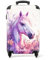 NoBoringSuitcases.com Kinderkoffer, Kinderkoffer Mädchen, Koffer Kinder, Kinder Reisekoffer, Kabinentrolley Mädchen, Handgepäck Koffer, Rollkoffer, Handgepäck 55x40x20 cm (Pferd - Violett-Rosa)