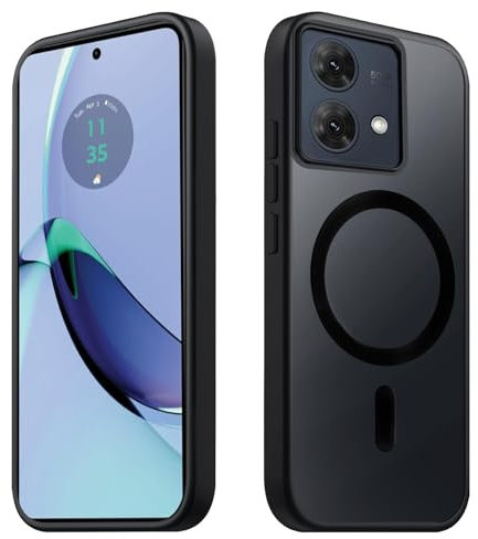 Tawarror Magnetische für Motorola Moto G84 Hülle, Matt Transluzente Handyhülle für Moto G84 PC Rückseite Kratzfest TPU Fallschutz Stoßfest Anti-Fingerabdruck Matte Schutzhülle, Schwarz