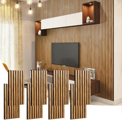 8 Pcs Wood Wall panels, 60cm×28.5cm Wood Slat Acoustic Panels Sound Absorbing,Noise Sound Dampening Panels for Living Room,Bedroom, Studiio,Office Zebrawood