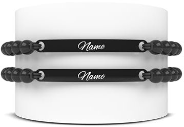 Meinearmbänder Personalisierte Partnerarmbänder 2 Stück - Unisex Armbänder mit Gravur - Paar Armband - Namensarmband - Geschenk für Paare - Partner Geschenke - Personalisierte Geschenke