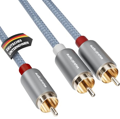 audio pirates Subwoofer Cinch-Kabel 2x1 RCA-Kabel – High-Performance Y Cinchkabel, Audio-Kabel mit 24 K vergoldetem Stecker, OFC-Kupfer – Lautsprecherkabel für Subwoofer (1er Pack, 3m)